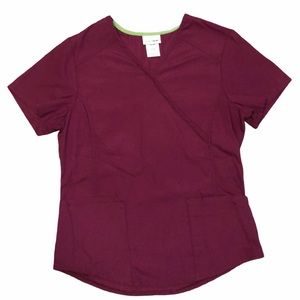 Scrubstar Maroon V neck Cross Body Scrub Top-SZ S